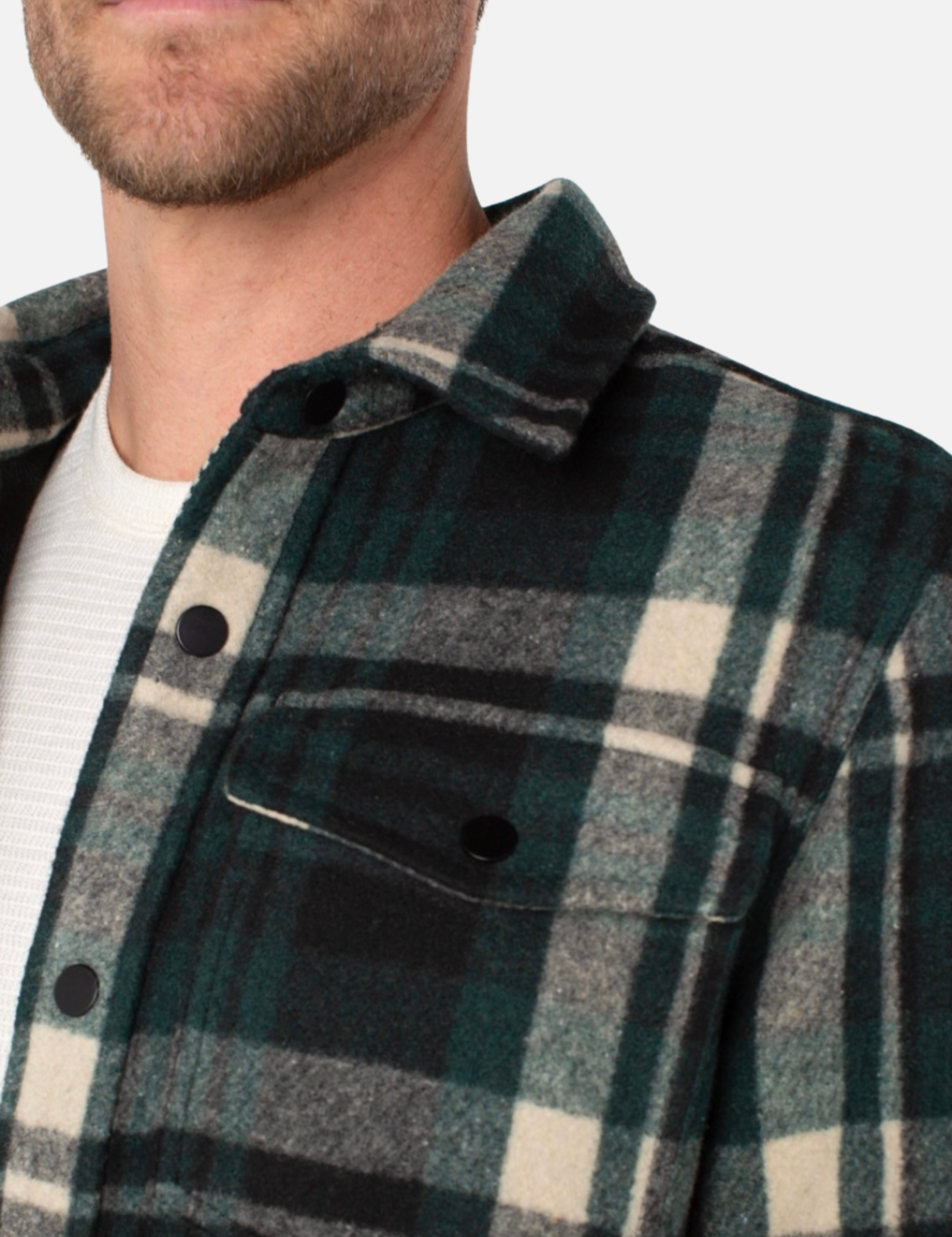 Liverpool Fraser Shirt Jacket Spruce Green Black Multicolor Plaid Pattern LS Long Sleeve Collared Button Down Winter Men’s Tops for Men Athens GA Georgi Kempt Menswear Store Near Me