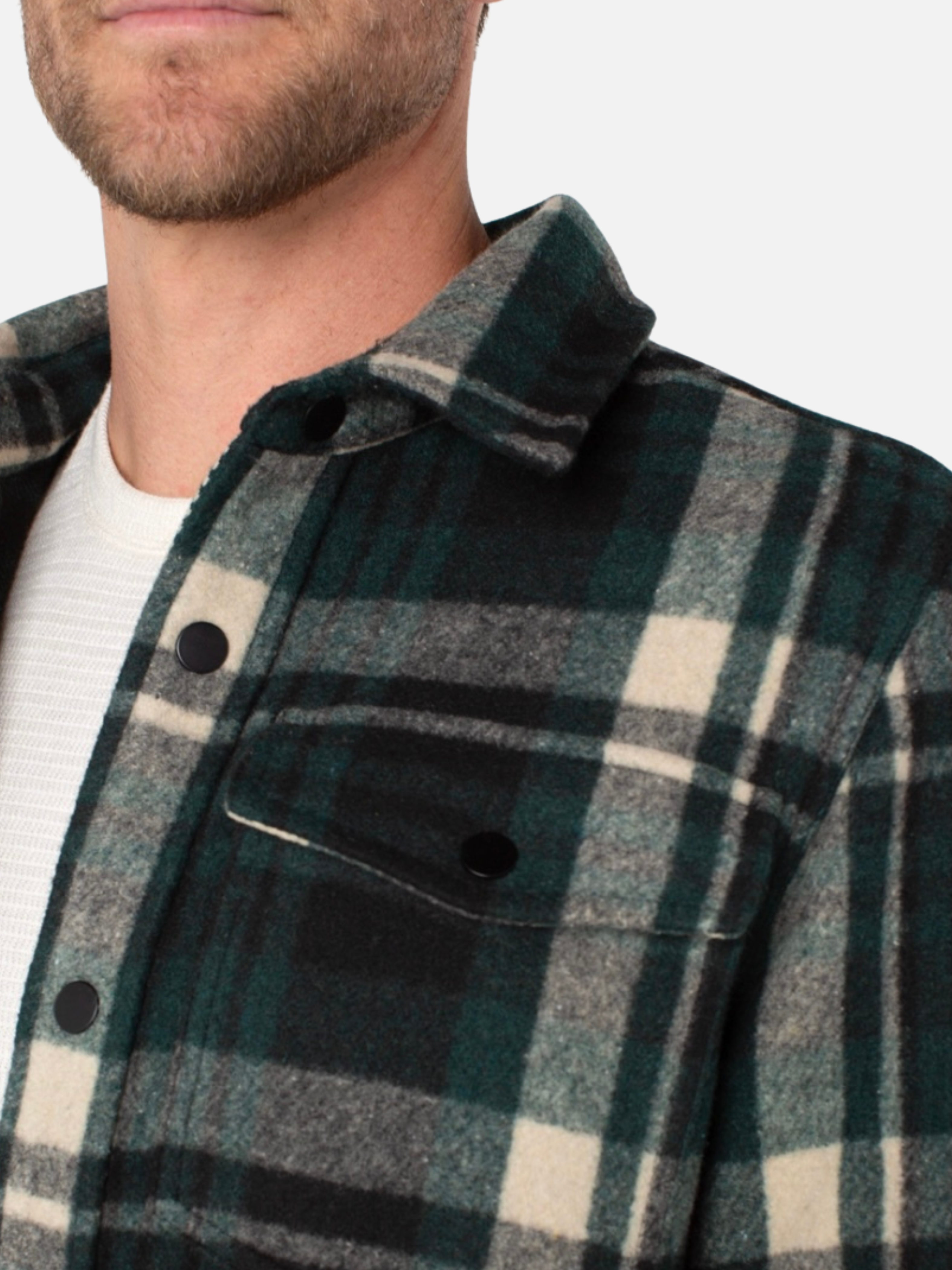 Liverpool Fraser Shirt Jacket Spruce Green Black Multicolor Plaid Pattern LS Long Sleeve Collared Button Down Winter Men’s Tops for Men Athens GA Georgi Kempt Menswear Store Near Me