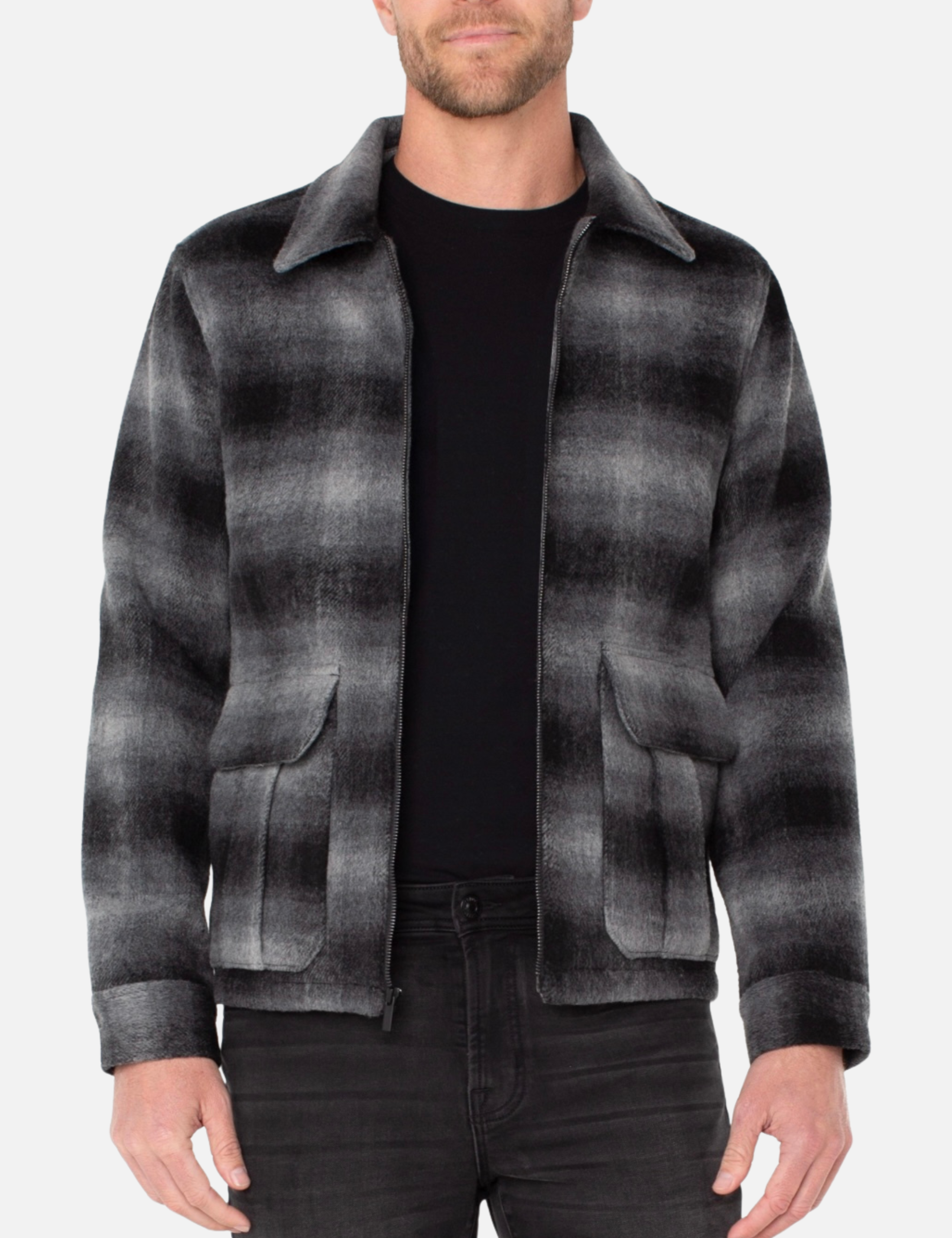 Liverpool Polar Bomber Jacket Black Grey Multicolor Collared Font Pocket Zip Up Men’s Long Sleeve Outerwear for Men Athens GA Georgia Kempt Menswear Store Near Me