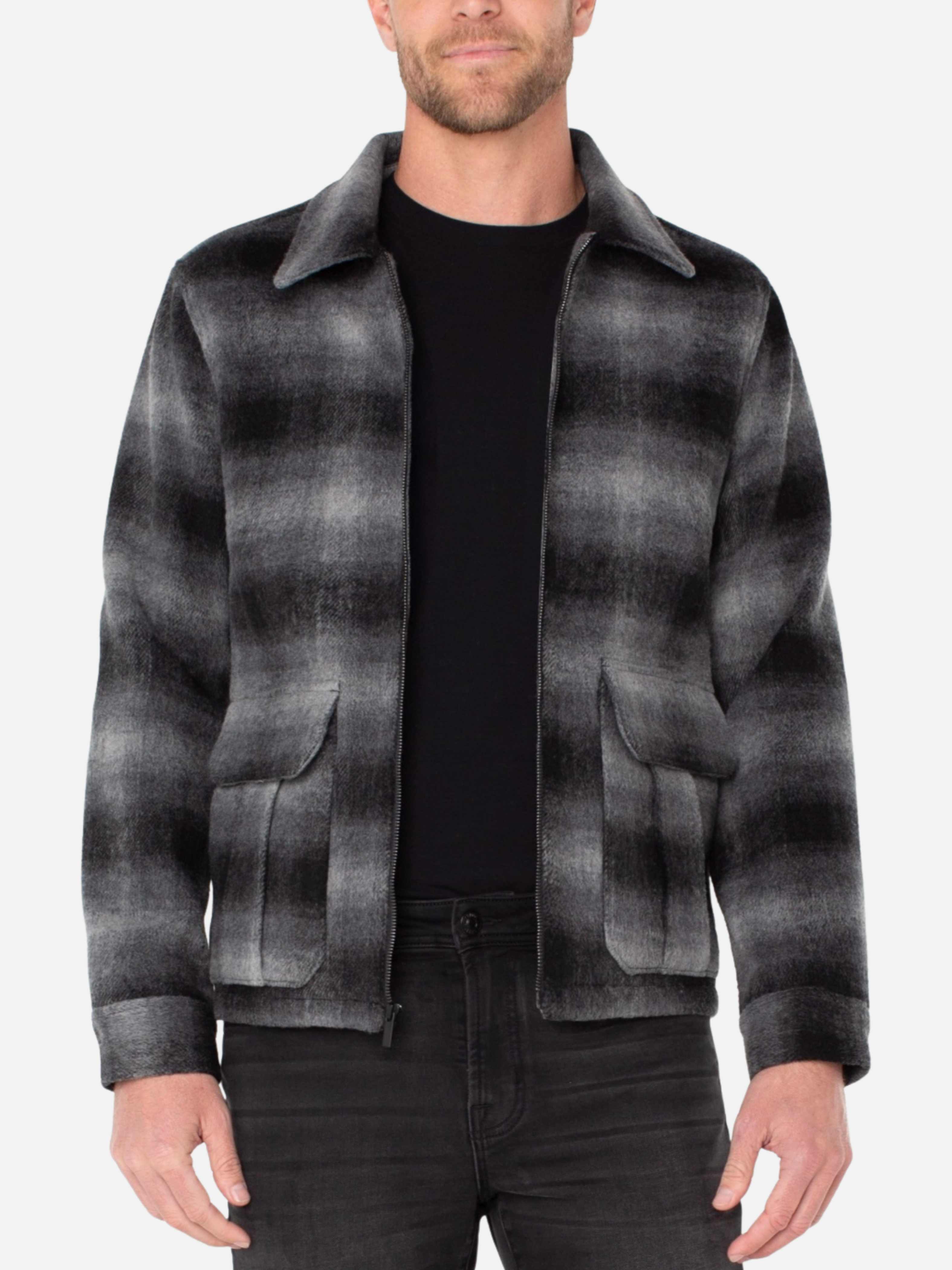 Liverpool Polar Bomber Jacket Black Grey Multicolor Collared Font Pocket Zip Up Men’s Long Sleeve Outerwear for Men Athens GA Georgia Kempt Menswear Store Near Me