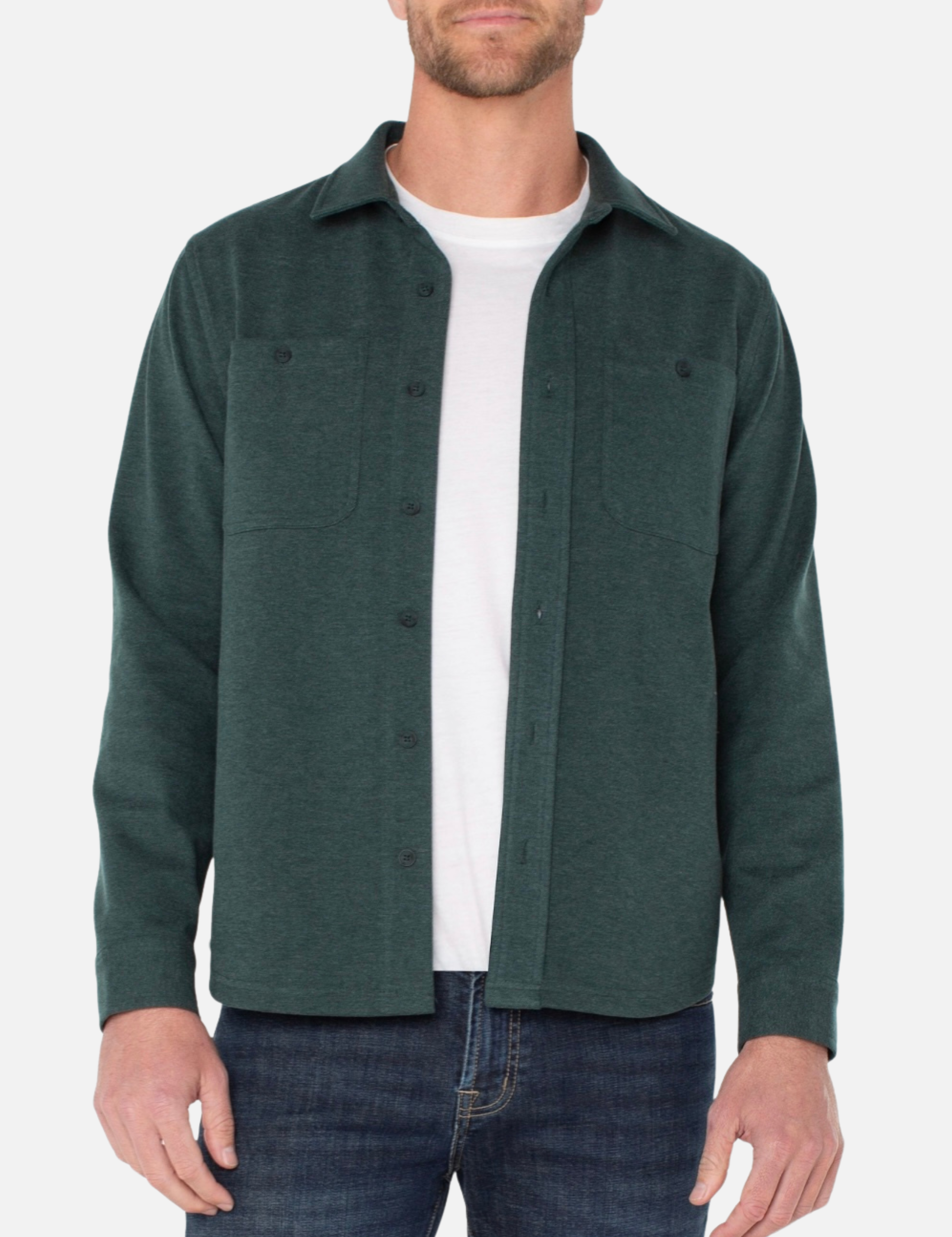 Liverpool Knit Flannel Men’s Tops for Men Spruce Green LS Long Sleeve Top for Guys Winter Holiday Shirts Collared Button Down Front Pockets Athens GA Georgia Kempt Menswear Store Near Me