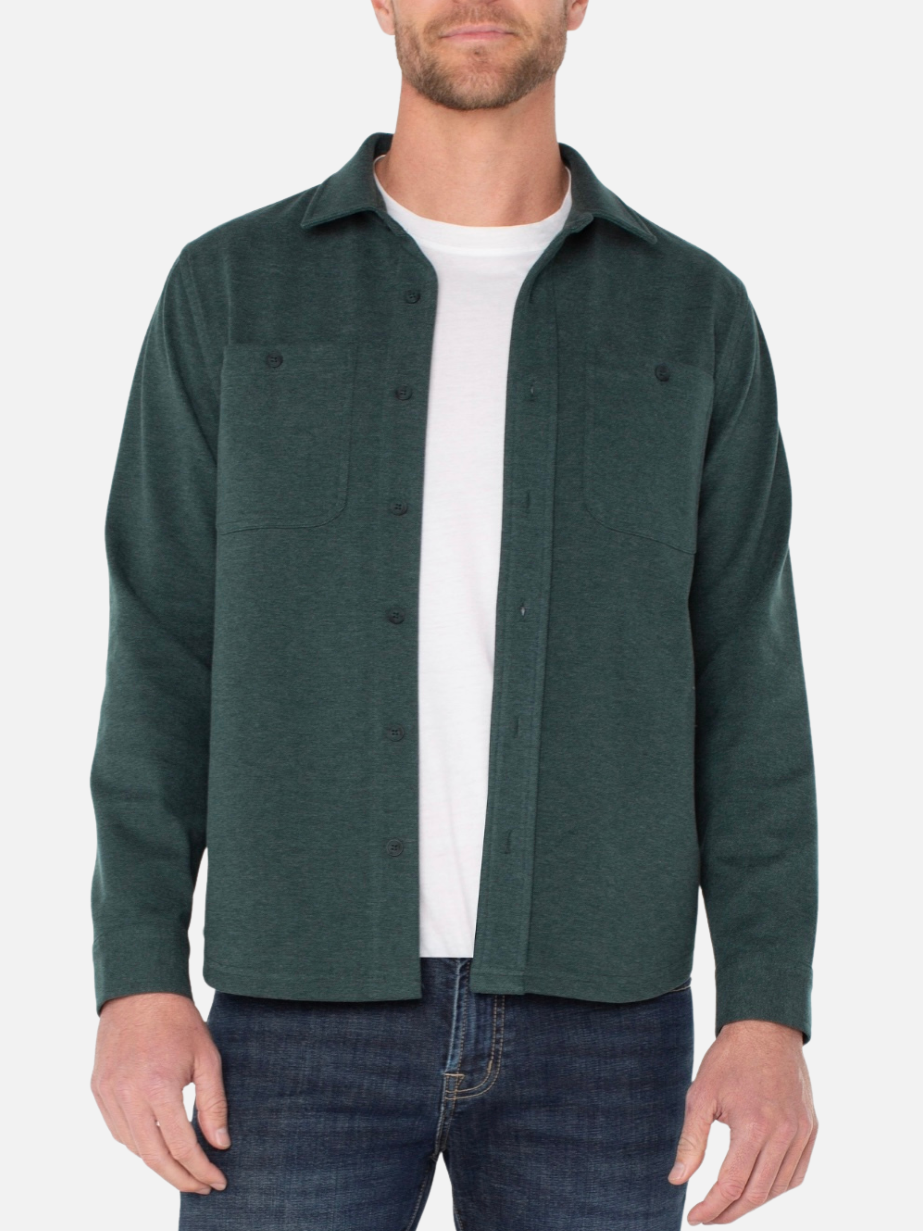 Liverpool Knit Flannel Men’s Tops for Men Spruce Green LS Long Sleeve Top for Guys Winter Holiday Shirts Collared Button Down Front Pockets Athens GA Georgia Kempt Menswear Store Near Me