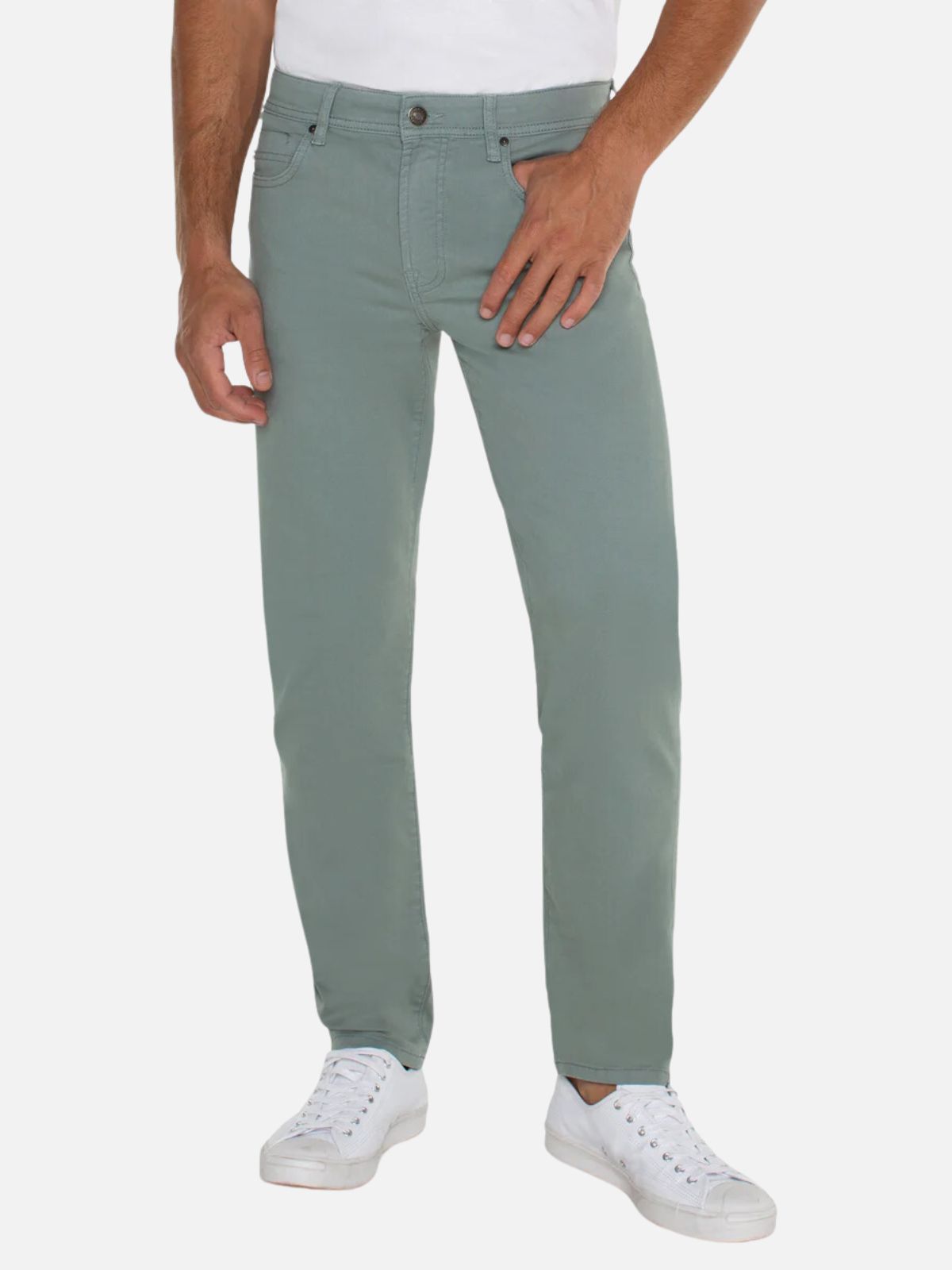 liverpool kingston modern straight slim straight twill chino pants eucalyptus green cotton spandex blend kempt athens ga georgia men's clothing store