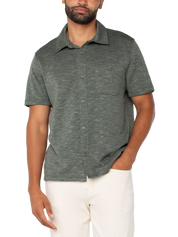 Liverpool Knit SS Button Up Heather Sage Shirt Kempt Mens Shop Athens Georgia