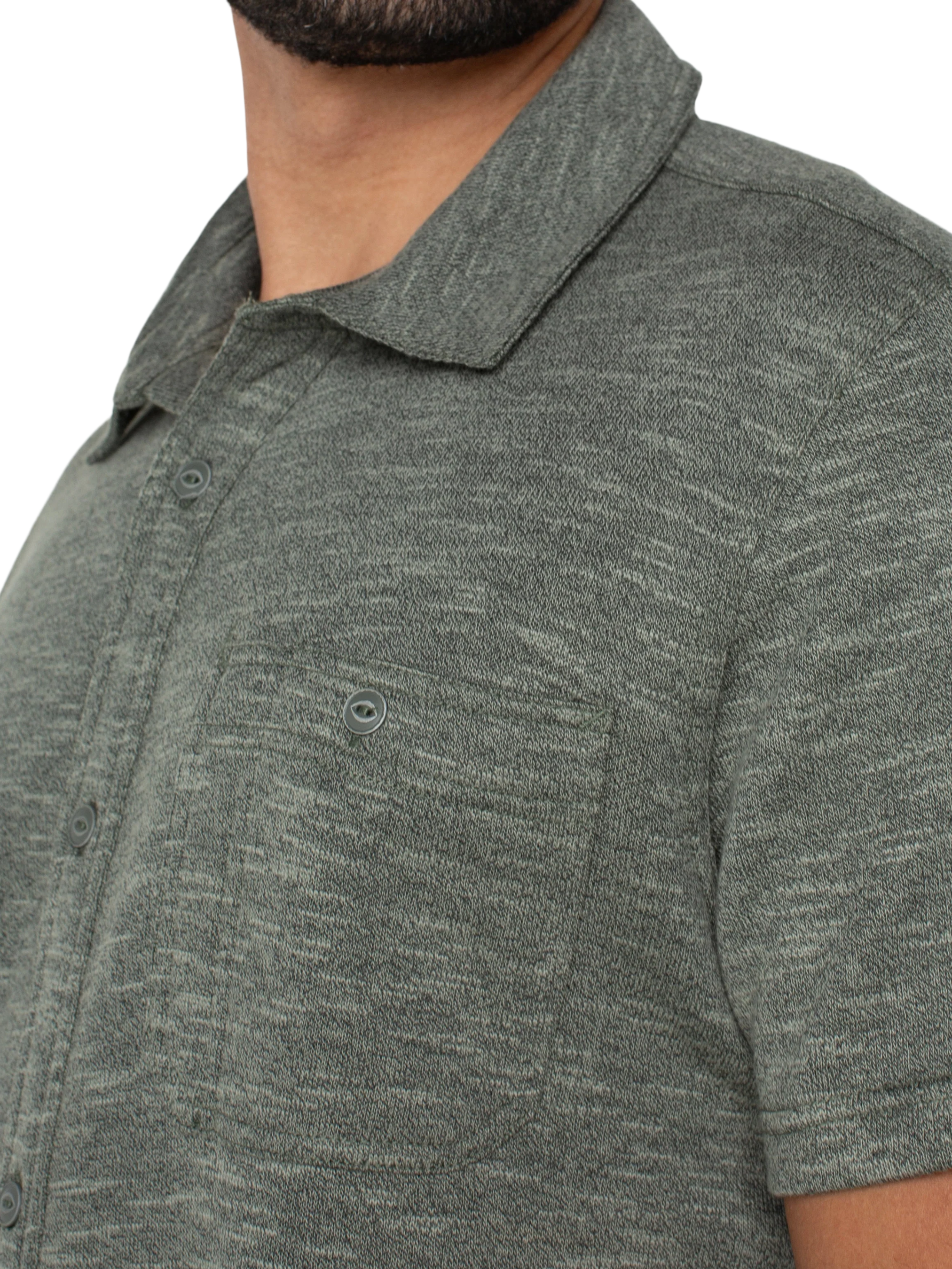 Liverpool Knit SS Button Up Heather Sage Shirt Kempt Mens Shop Athens Georgia
