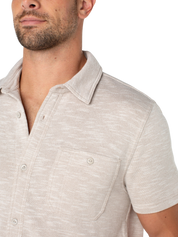 Hartford Knit Button Up Shirt - Light Oat