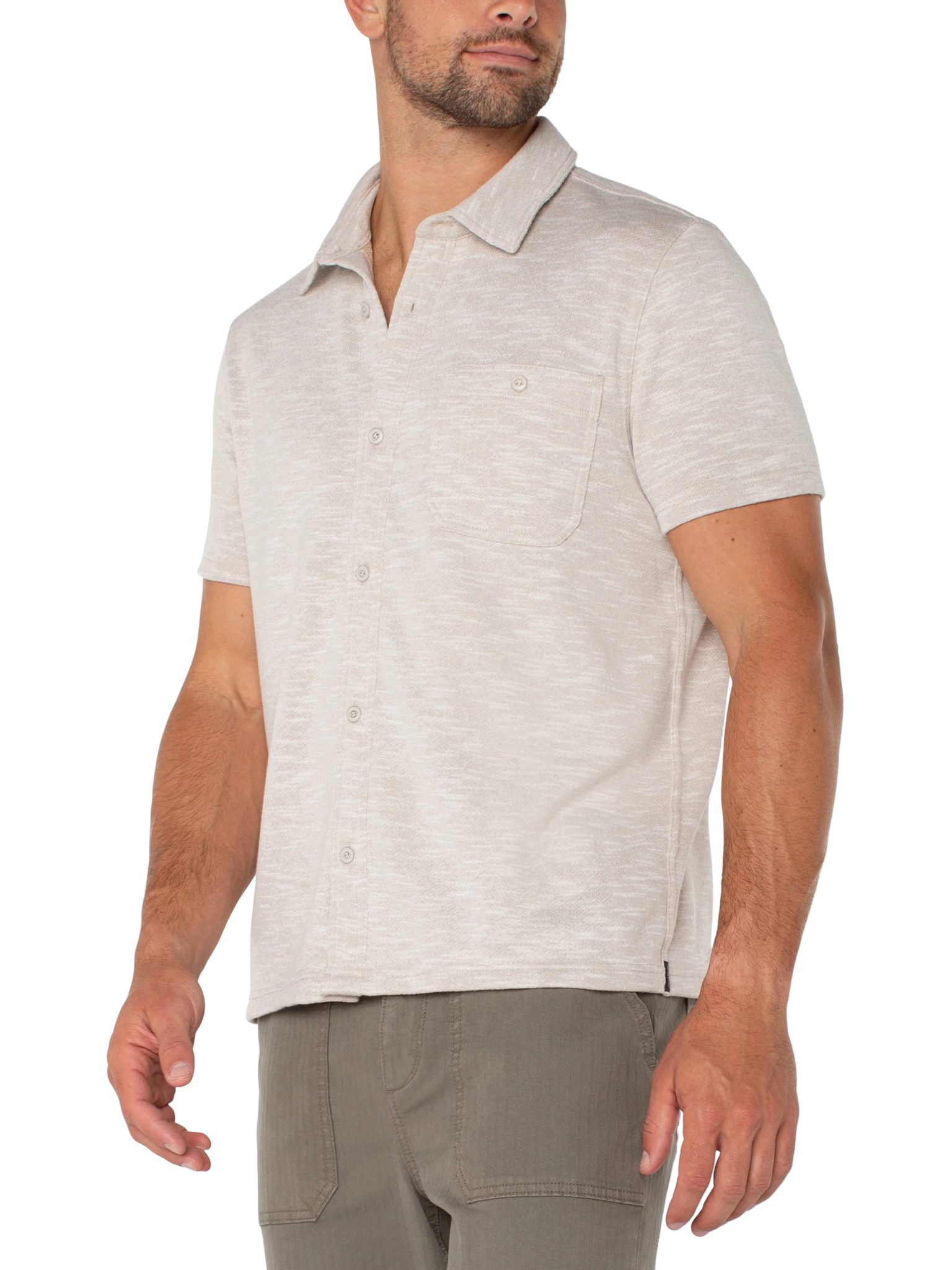 Hartford Knit Button Up Shirt - Light Oat