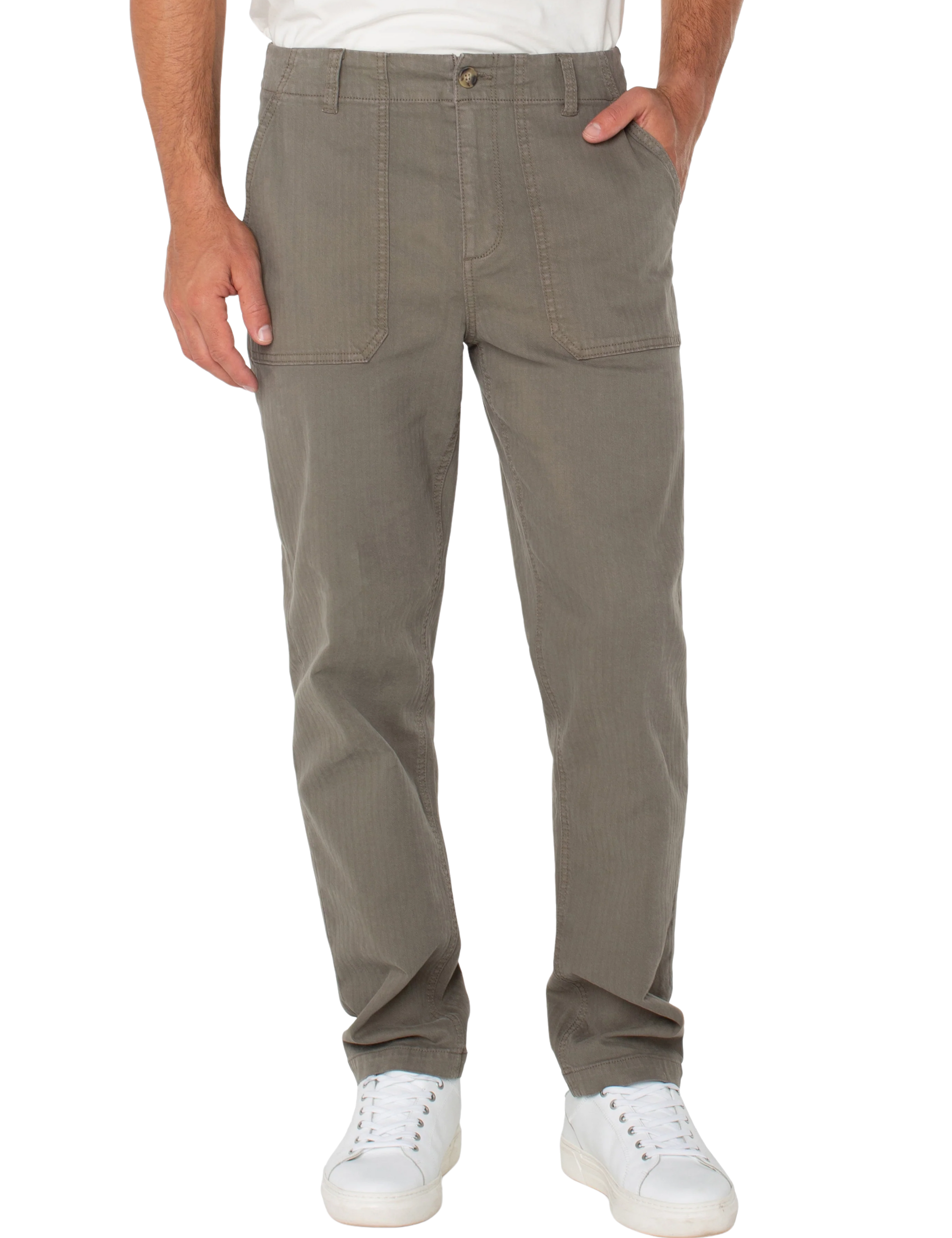 Liverpool Mens Utility Straight Leg Workwear Pant Pewter Green Kempt Mens Shop Athens Georgia