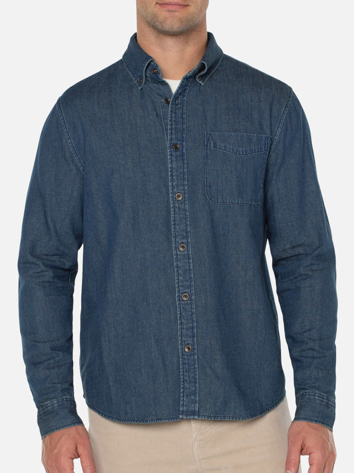 Liverpool Woven Button Up Shirt - Vintage Chambray