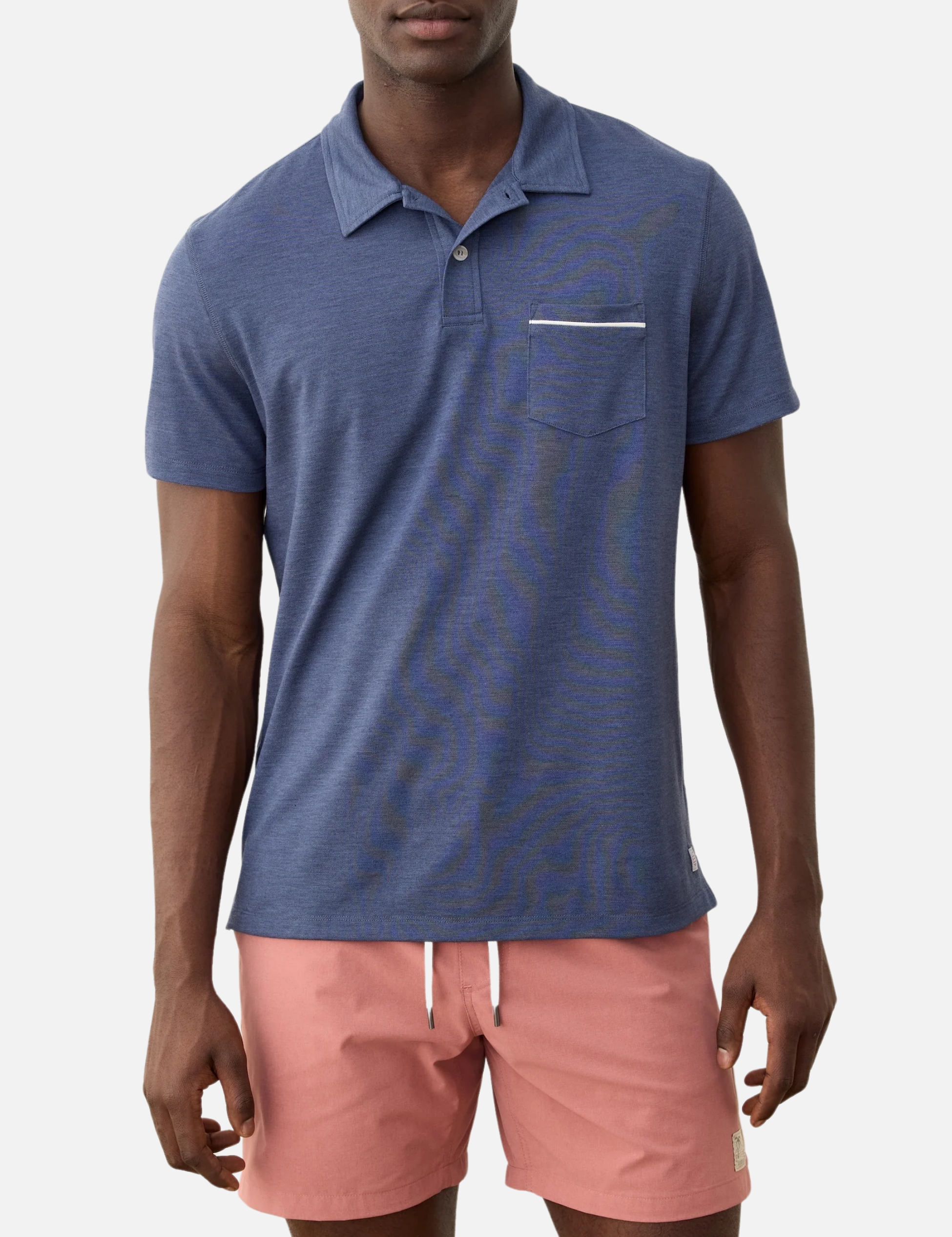 Marine Layer Air Pocket Polo Shirt Vintage Indigo SS Short Sleeve Collared Men’s Tops for Men Athens GA Georgia Menswear Store Near Me