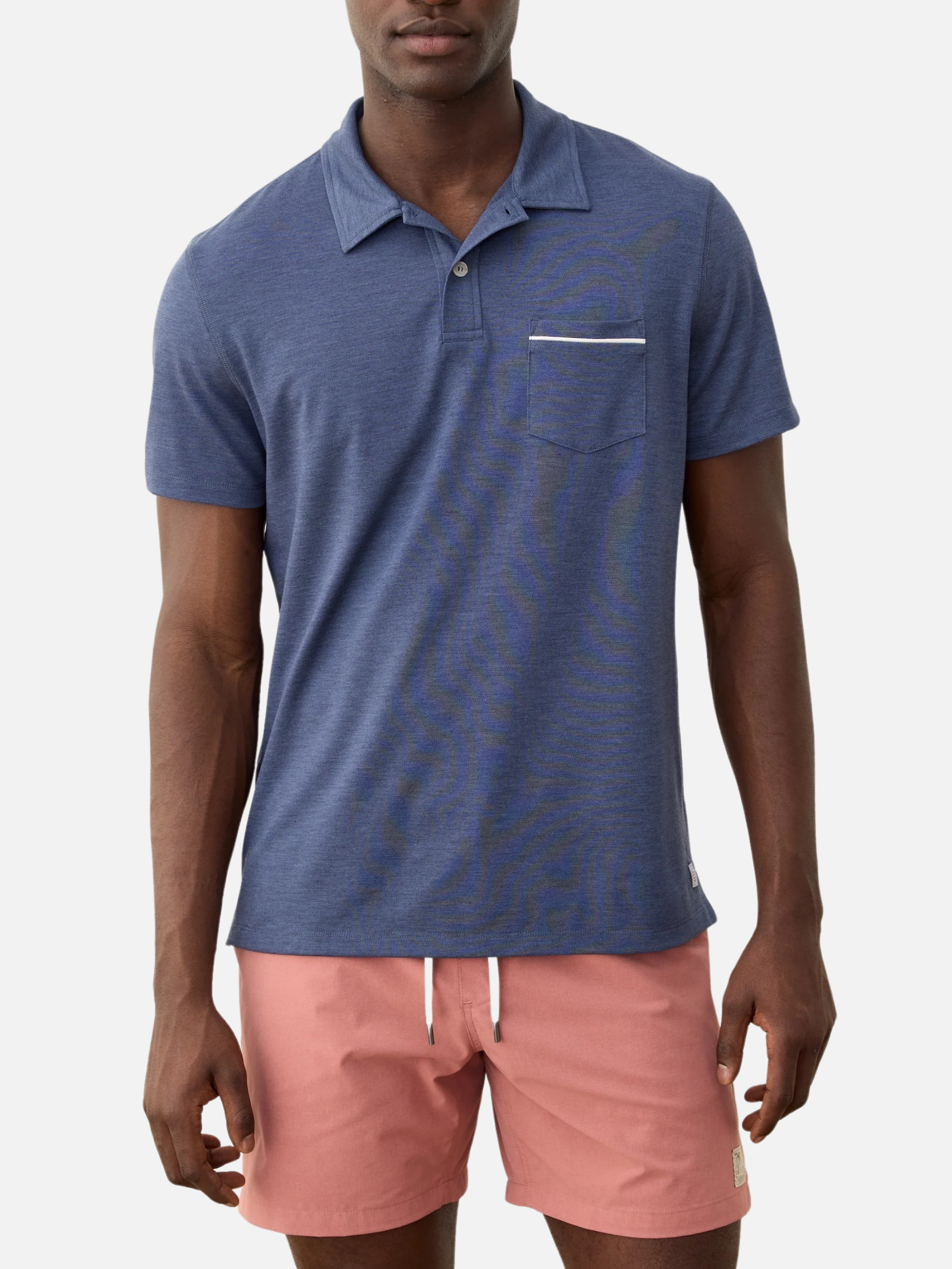 Marine Layer Air Pocket Polo Shirt Vintage Indigo SS Short Sleeve Collared Men’s Tops for Men Athens GA Georgia Menswear Store Near Me