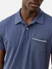 Marine Layer Air Pocket Polo Shirt Vintage Indigo SS Short Sleeve Collared Men’s Tops for Men Athens GA Georgia Menswear Store Near Me