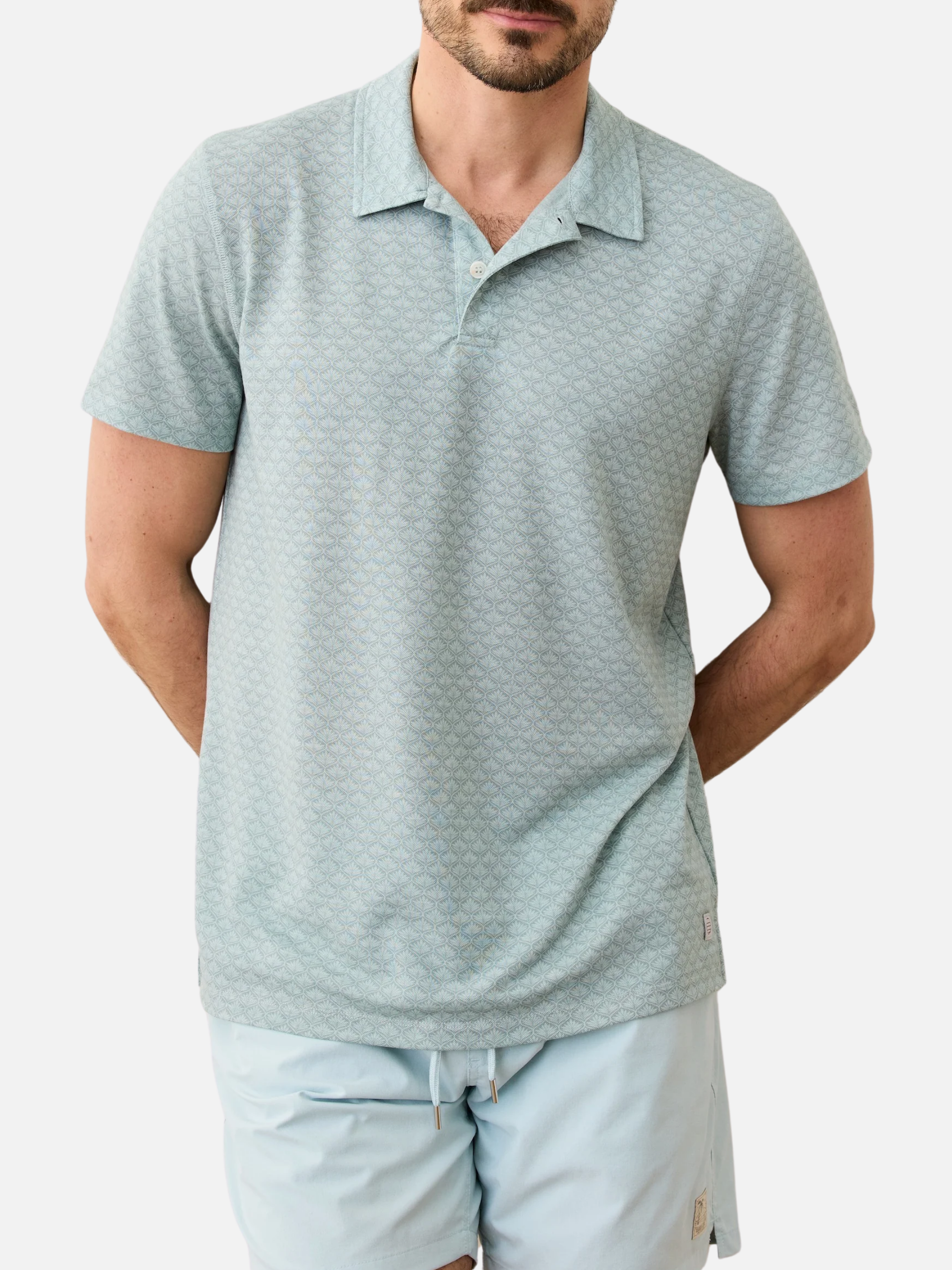 Marine Layer Air Polo Grey Mist Men's SS Short Sleeve Collared Shirt For Men Spring Summer Athens GA Georgia Kempt Menswear Store Near Me