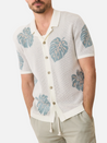 Marine Layer Asher Sweater Resort Shirt White Topaz Floral Design Spring Summer Collared Button Up Shirt for Men Men’s Tops Athens GA Georgia Kempt Menswear Store Near Me