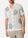 Marine Layer Asher Sweater Resort Shirt White Topaz Floral Design Spring Summer Collared Button Up Shirt for Men Men’s Tops Athens GA Georgia Kempt Menswear Store Near Me