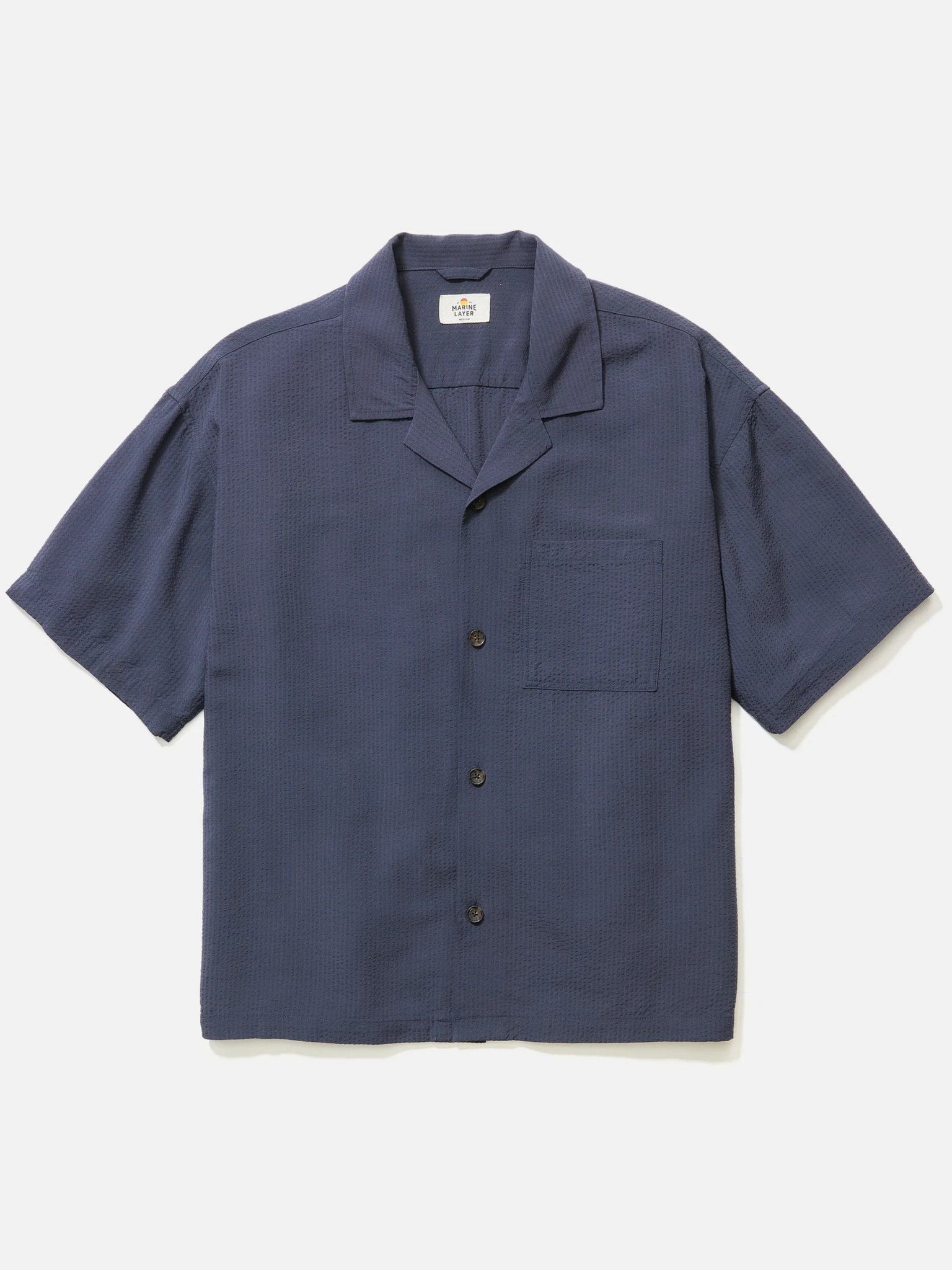 Marine Layer Boxy Resort Shirt India Ink Violet Deep Blue Cropped Box Relaxed Collared Button Up Spring Summer Men’s Top for Men Athens GA Georgia Kempt Menswear Store Near Me 