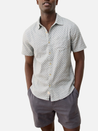 Marine Layer Classic Stretch Selvage Shirt Aqua Agave Blue Green Print SS Short Sleeve Men’s Spring Summer Collared Button Up Shirt for Men Athens GA Georgia Kempt Menswear Store Near Me