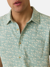 Marine Layer Classic Stretch Selvage Shirt SS Short Sleeve Green Palm Floral Print Collared Button Casual Men’s Top for Men Athens GA Georgia Kempt Menswear Store Near Me