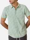 Marine Layer Classic Stretch Selvage Shirt SS Short Sleeve Green Palm Floral Print Collared Button Casual Men’s Top for Men Athens GA Georgia Kempt Menswear Store Near Me
