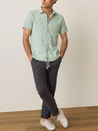 Marine Layer Classic Stretch Selvage Shirt SS Short Sleeve Green Palm Floral Print Collared Button Casual Men’s Top for Men Athens GA Georgia Kempt Menswear Store Near Me