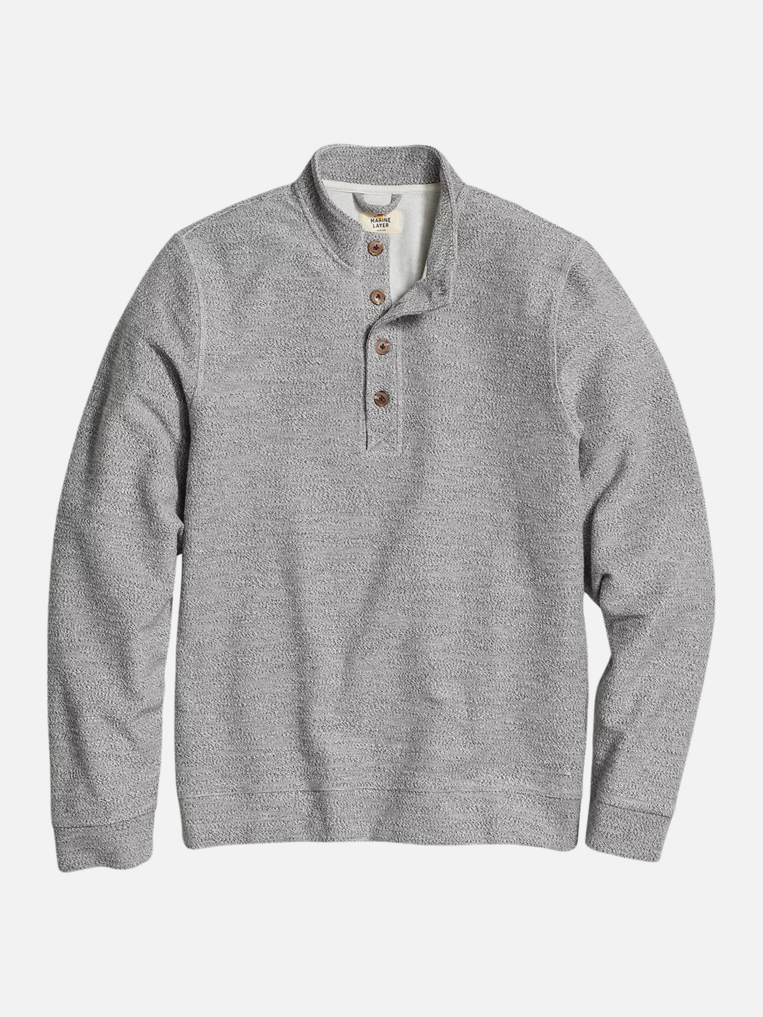 Marine Layer Clayton Textured Pullover Grey Gray Texture LS Long Sleeve Men’s Polo Top Athens GA Georgia Kempt Menswear Store Near Me