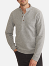 Marine Layer Clayton Textured Pullover Grey Gray Texture LS Long Sleeve Men’s Polo Top Athens GA Georgia Kempt Menswear Store Near Me
