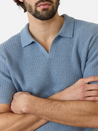 Marine Layer Conrad Sweater Polo SS Short Sleeve top for Men Blue Washed Indigo Johnny Collar Athens GA Georgia Kempt Menswear Store Near Me