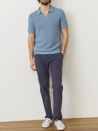 Marine Layer Conrad Sweater Polo SS Short Sleeve top for Men Blue Washed Indigo Johnny Collar Athens GA Georgia Kempt Menswear Store Near Me