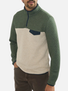 Marine Layer Corbet Quilted Colorblock Pullover Quarter Zip Collared Front Pocket With Clasp Olive Green Oatmeal Cream Navy Trimming Men’s Top Outerwear Athens GA Georgia Kempt Menswear Store Near Me