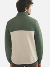 Marine Layer Corbet Quilted Colorblock Pullover Quarter Zip Collared Front Pocket With Clasp Olive Green Oatmeal Cream Navy Trimming Men’s Top Outerwear Athens GA Georgia Kempt Menswear Store Near Me
