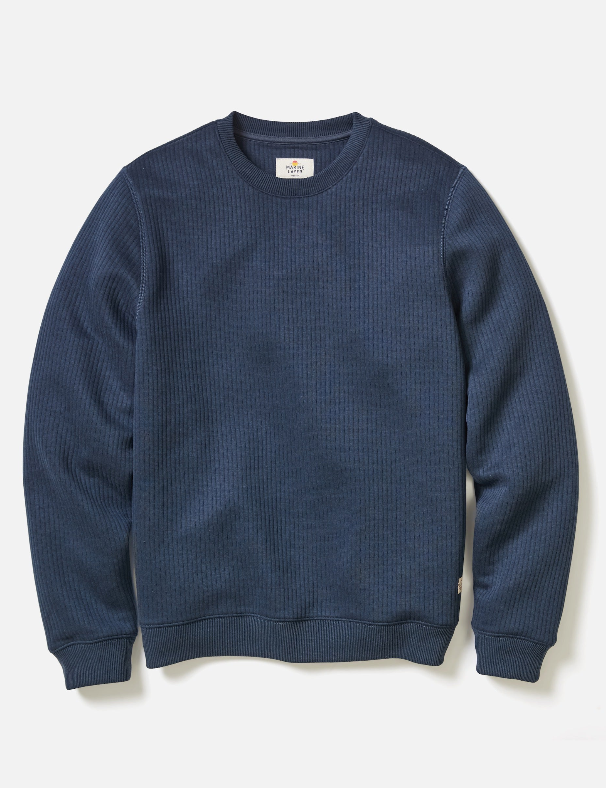 Marine Layer Corbet Quilted Crewneck Navy Blue Texture Layer Fall Winter Men’s Tops for Men Athens GA Georgia Kempt Menswear Store Near Me