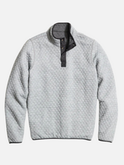 Marine Layer Corbet Reversible Pullover Charcoal Mid Heather Gray Soft Quilted Quarter Zip Outerwear Layering Athens GA Georgia Kempt Menswear Store Near Me