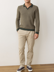 Marine Layer Liam Sweater Long Sleeve Polo Barbour Sable Green Brown Knit Knitted Men’s Top Tops for Men Fall Winter Johnny Collar 