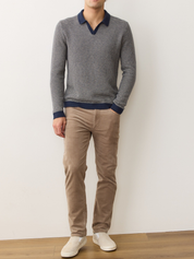 Marine Layer Liam Sweater Long Sleeve Polo Navy Driftwood Blue Knit Knitted Men’s Top Tops for Men Fall Winter Johnny Collar 