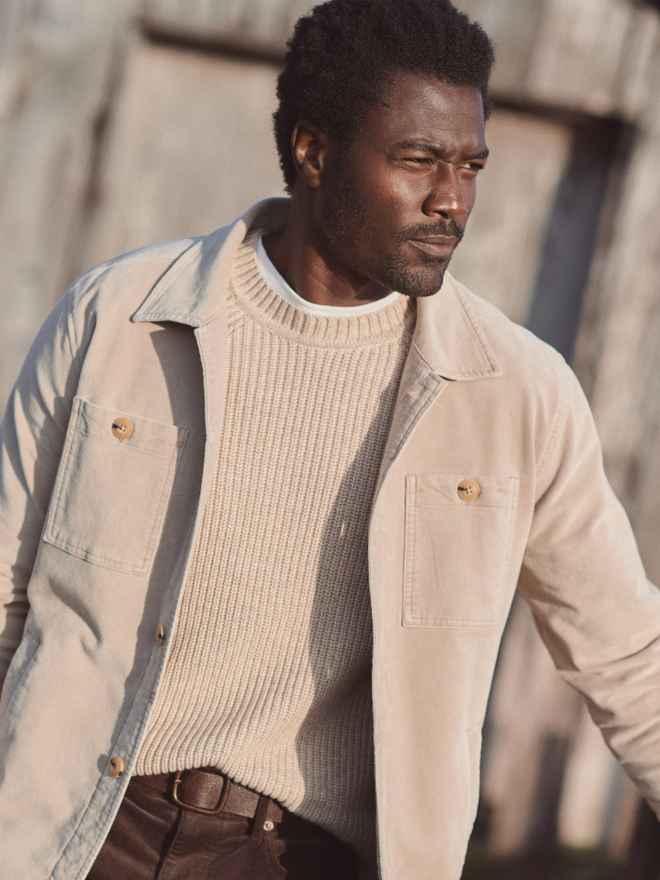 Marine Layer Max Moleskin Overshirt Taupe Cream LS Long Sleeve Collared Button Up Men’s Fall Winter Top Tops for Men Athens GA Georgia Kempt Menswear Store Near Me