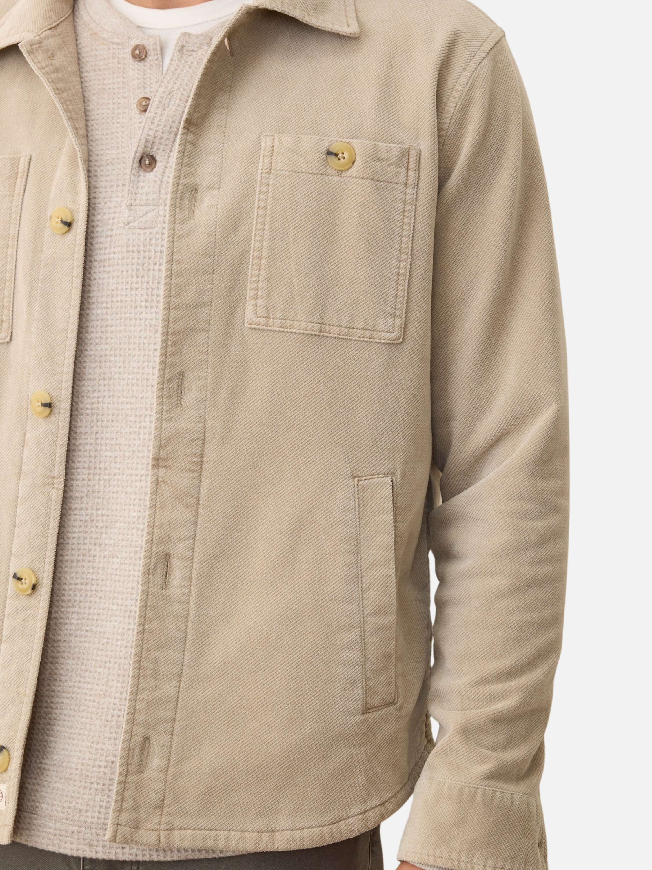 Marine Layer Max Moleskin Overshirt Taupe Cream LS Long Sleeve Collared Button Up Men’s Fall Winter Top Tops for Men Athens GA Georgia Kempt Menswear Store Near Me