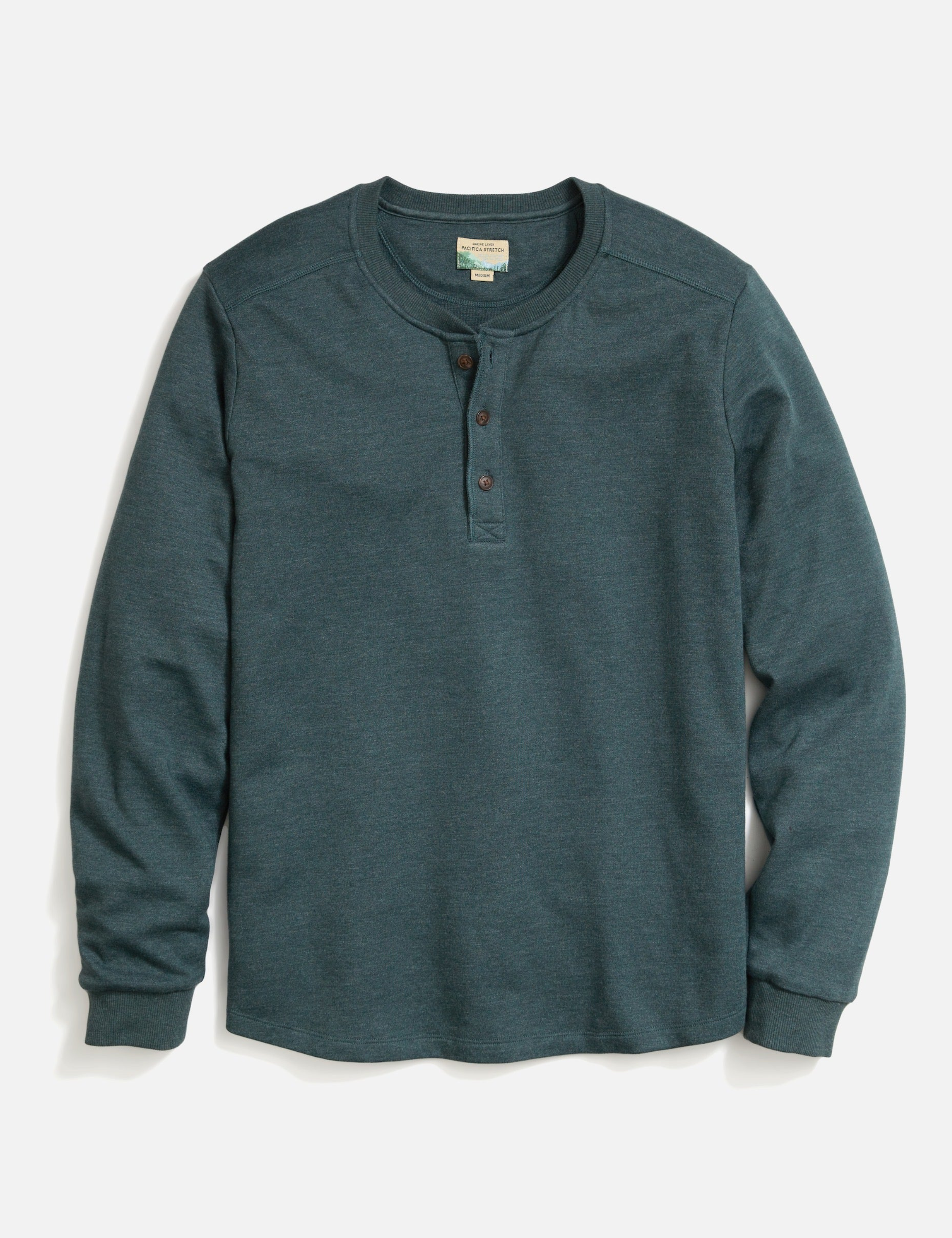 Marine Layer Pacifica Stretch Soft Henley LS Long Sleeve Shirt Top Green Gables Blue Men’s Fall Winter Tops for Men Athens GA Georgia Kempt Menswear Store Near Me