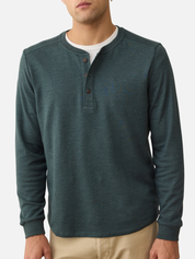Marine Layer Pacifica Stretch Soft Henley LS Long Sleeve Shirt Top Green Gables Blue Men’s Fall Winter Tops for Men Athens GA Georgia Kempt Menswear Store Near Me