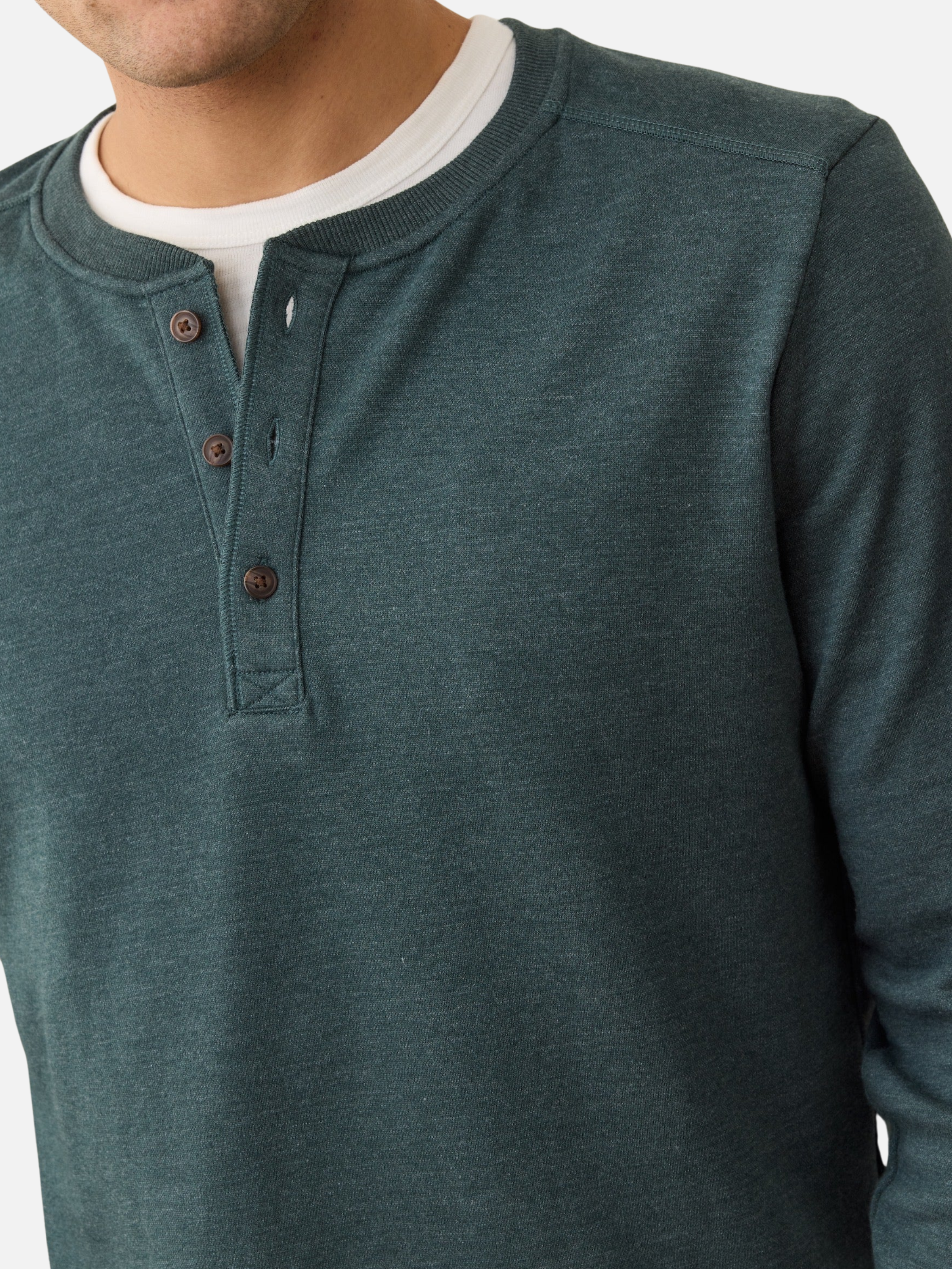 Marine Layer Pacifica Stretch Soft Henley LS Long Sleeve Shirt Top Green Gables Blue Men’s Fall Winter Tops for Men Athens GA Georgia Kempt Menswear Store Near Me