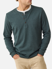 Marine Layer Pacifica Stretch Soft Henley LS Long Sleeve Shirt Top Green Gables Blue Men’s Fall Winter Tops for Men Athens GA Georgia Kempt Menswear Store Near Me