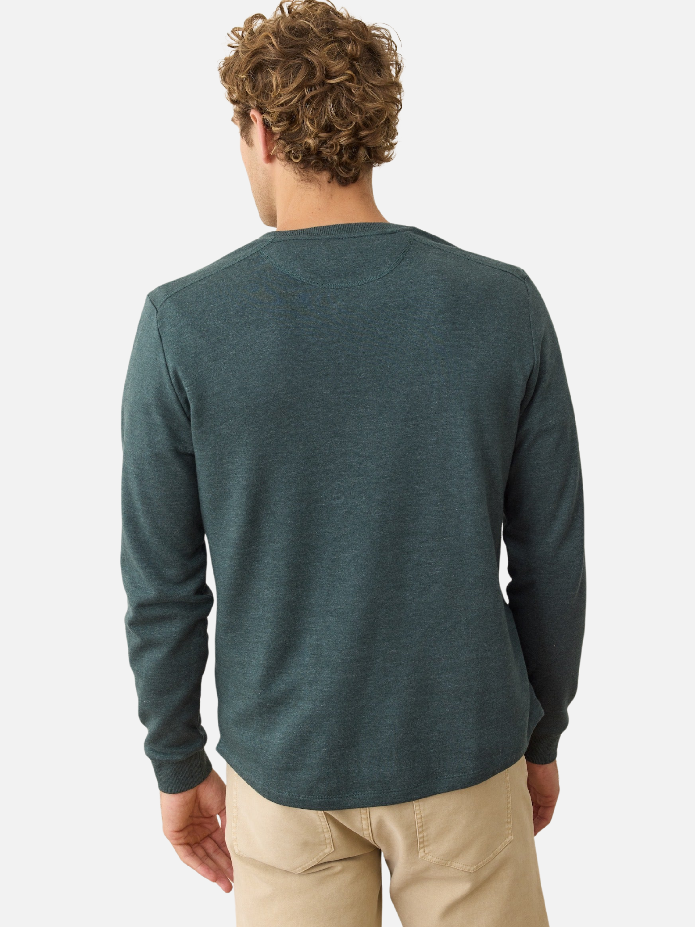 Marine Layer Pacifica Stretch Soft Henley LS Long Sleeve Shirt Top Green Gables Blue Men’s Fall Winter Tops for Men Athens GA Georgia Kempt Menswear Store Near Me