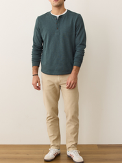 Marine Layer Pacifica Stretch Soft Henley LS Long Sleeve Shirt Top Green Gables Blue Men’s Fall Winter Tops for Men Athens GA Georgia Kempt Menswear Store Near Me