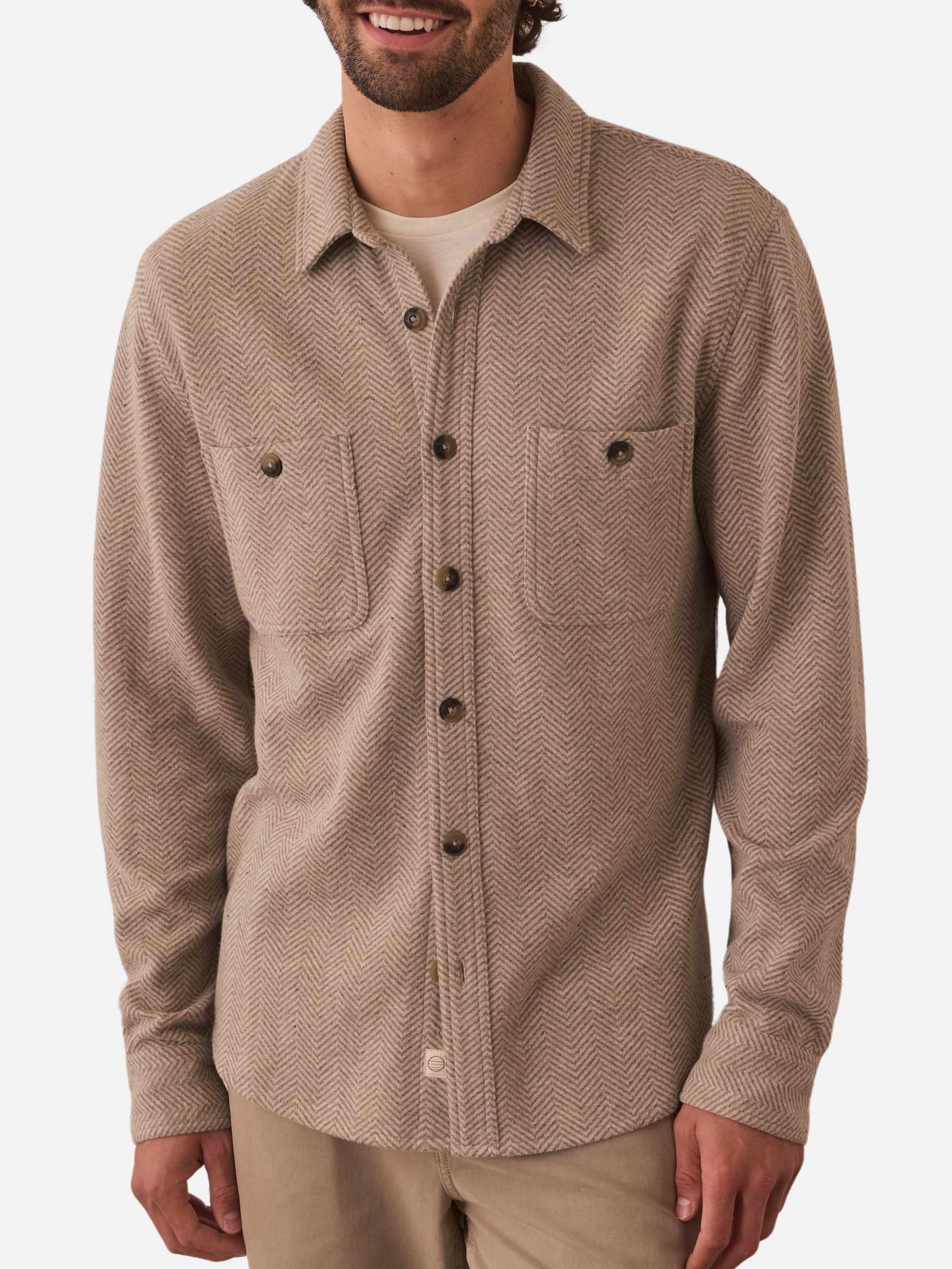 Marine Layer Pacifica Stretch Twill Shirt - Taupe