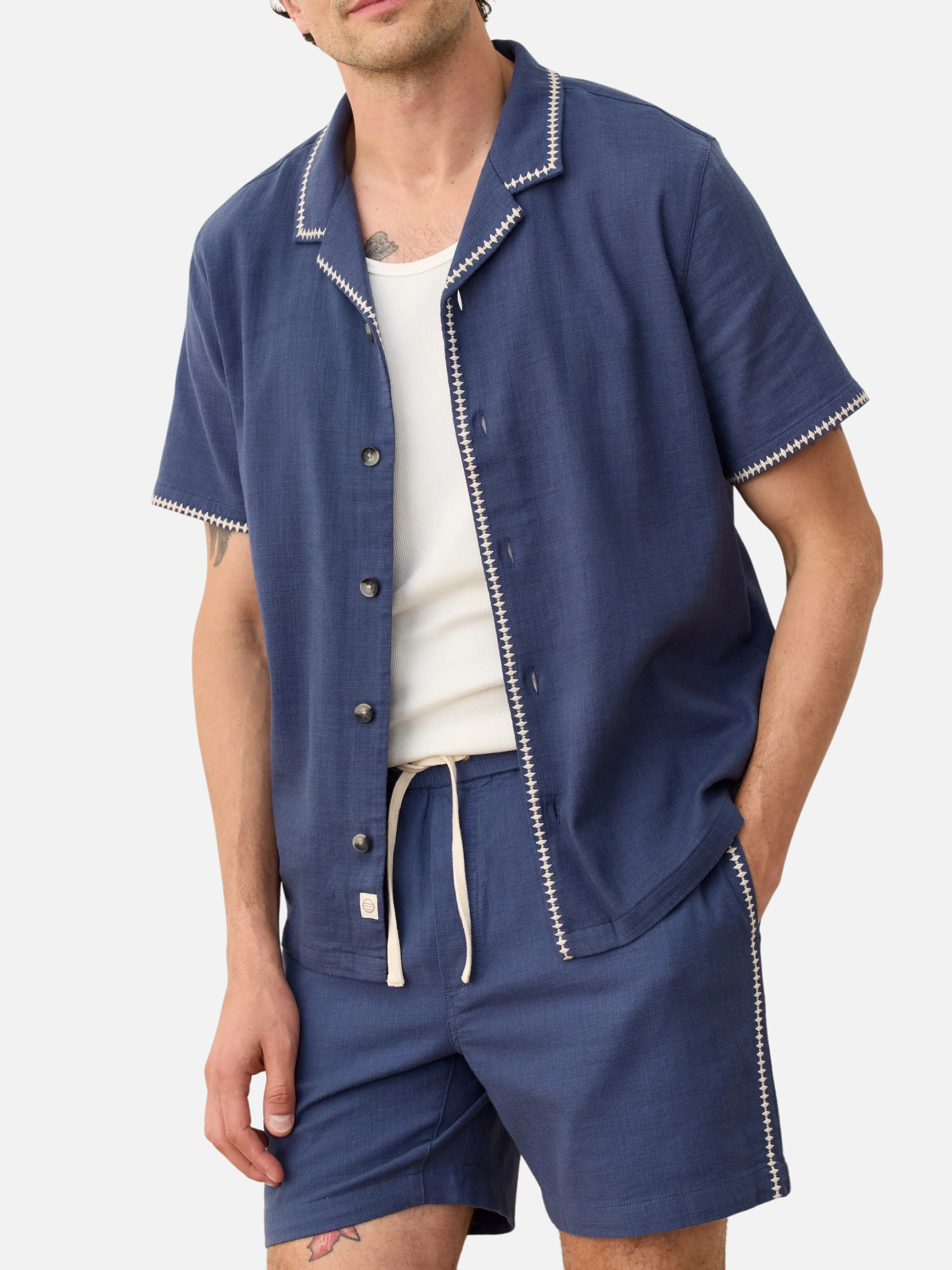 Marine Layer Saturday 6” Beach Short Vintage Indigo Blue Contrast Stitch Men’s Bottoms for Men Athens GA Georgia Kempt Menswear Store Near Me