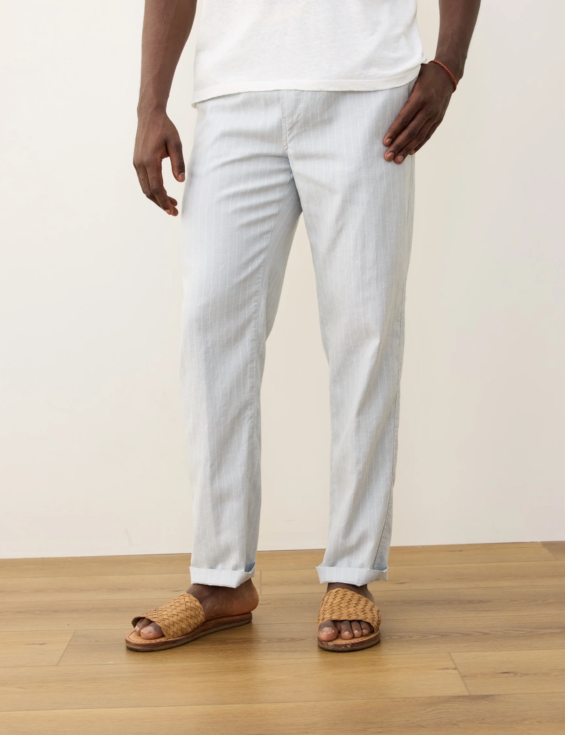 Marine Layers Saturday Hemp Beach Pant Grey Mist Blue Stripe Men's Pant Bottoms For Men Spring Summer Athens GA Georgia Kempt Menswear Store Near Me