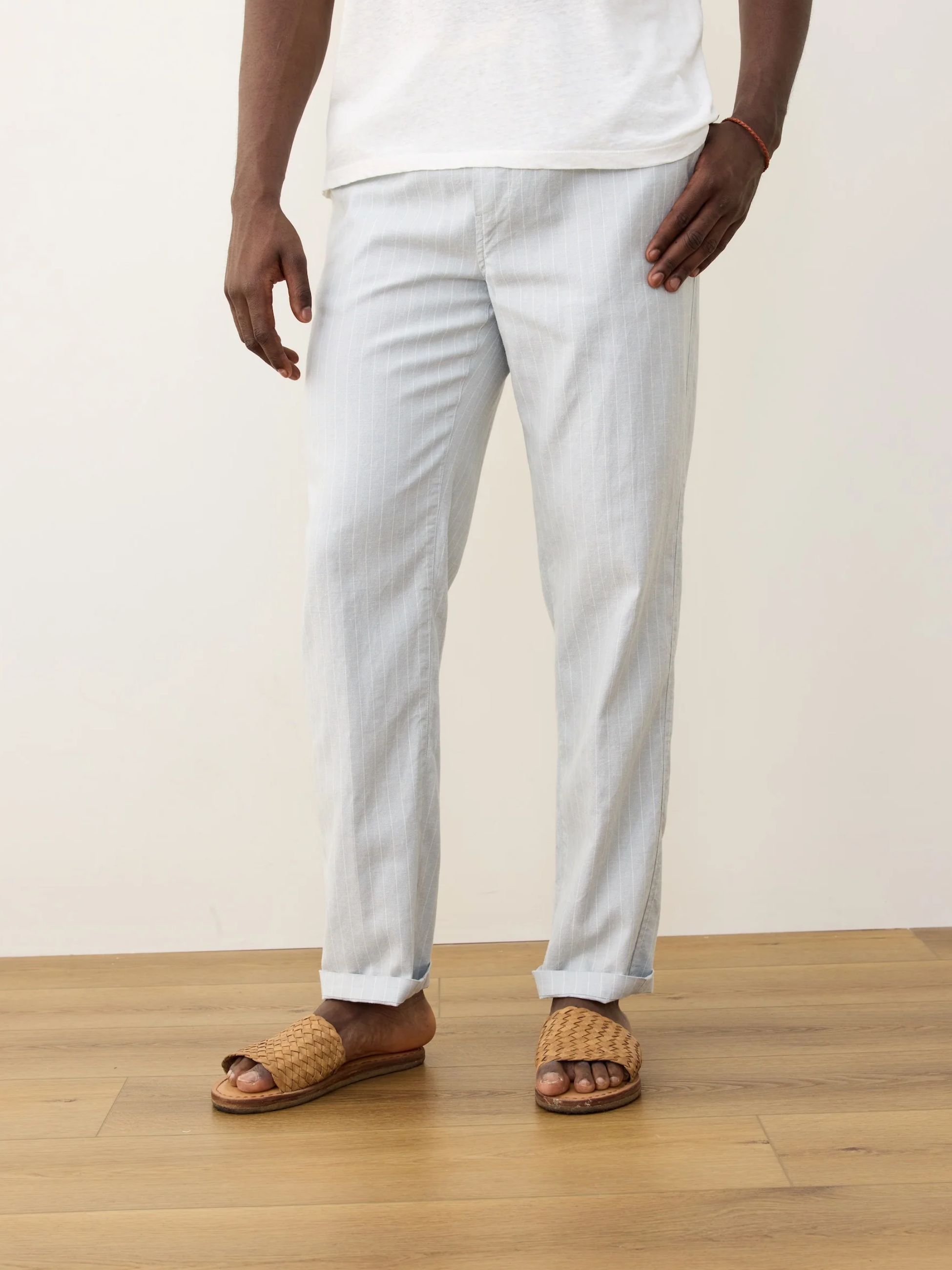 Marine Layers Saturday Hemp Beach Pant Grey Mist Blue Stripe Men's Pant Bottoms For Men Spring Summer Athens GA Georgia Kempt Menswear Store Near Me