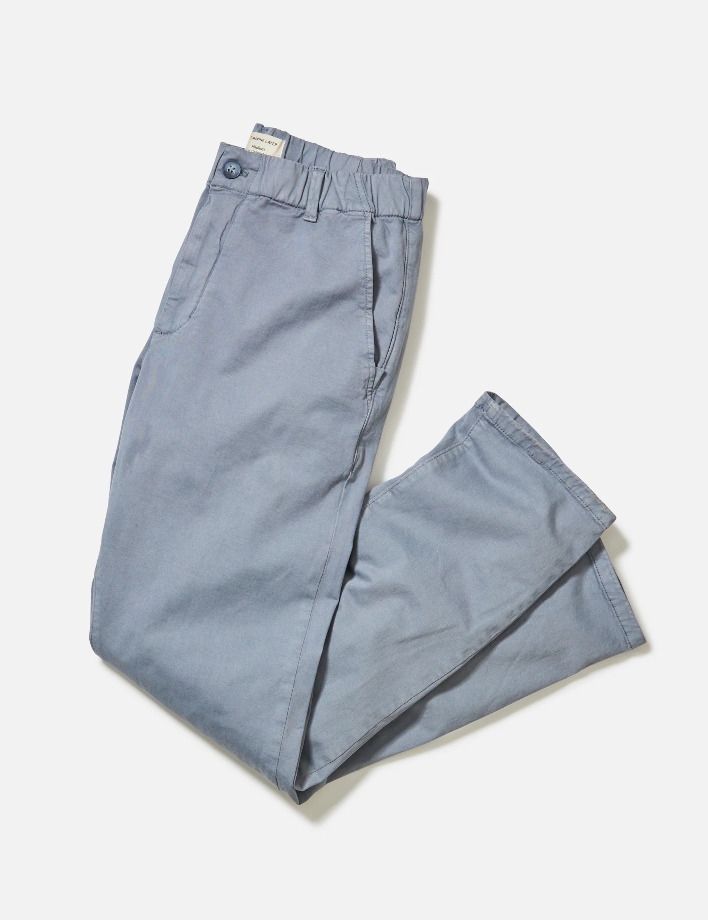 Marine Layer Slim Straight Pant Men’s Bottoms Saturday Cotton Twill Blend Chino China Blue Gray Grey Elastic Waist Casual for Men Athens GA Georgia Kempt Menswear Store Near Me