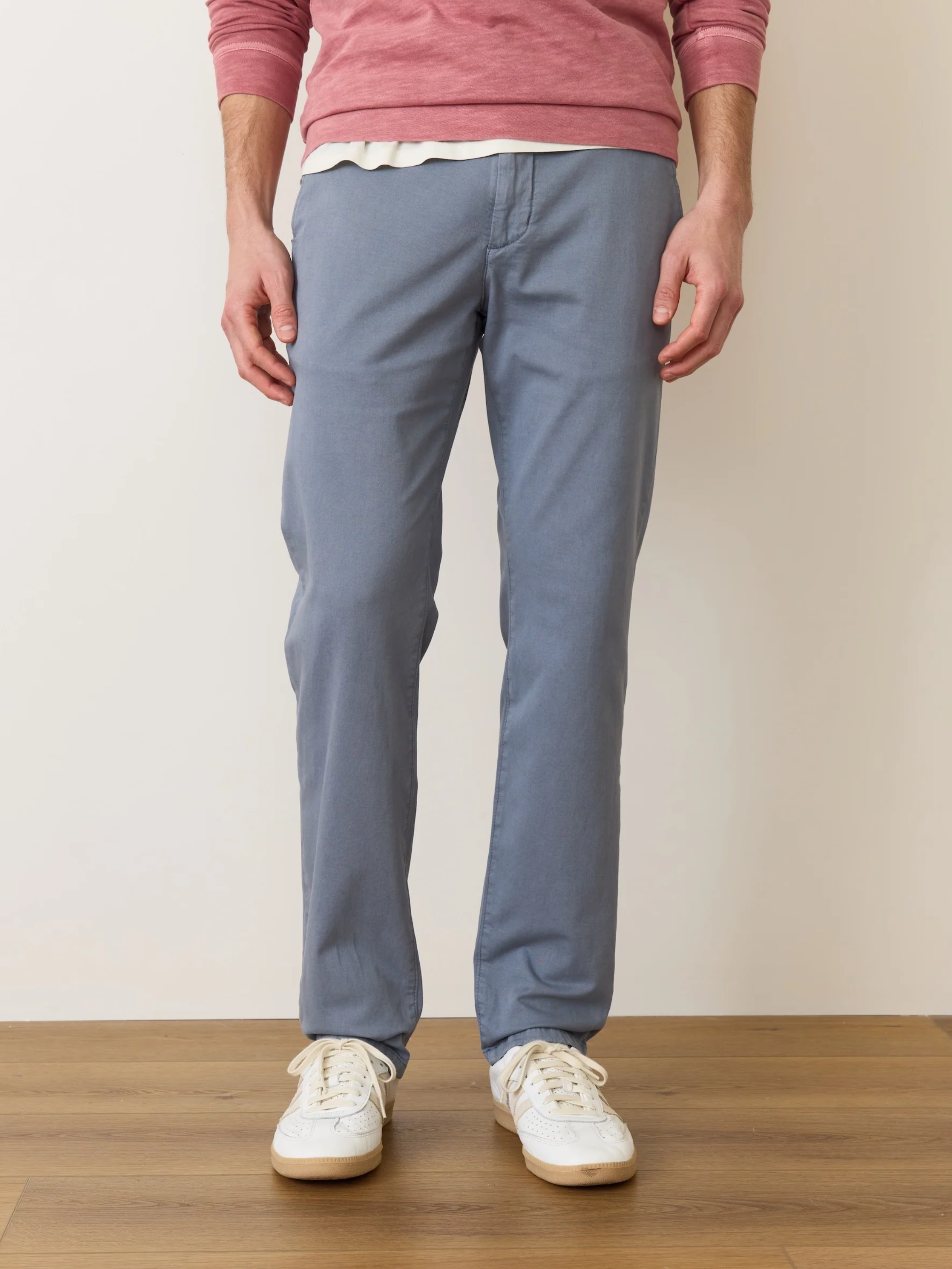 Marine Layer Slim Straight Pant Men’s Bottoms Saturday Cotton Twill Blend Chino China Blue Gray Grey Elastic Waist Casual for Men Athens GA Georgia Kempt Menswear Store Near Me