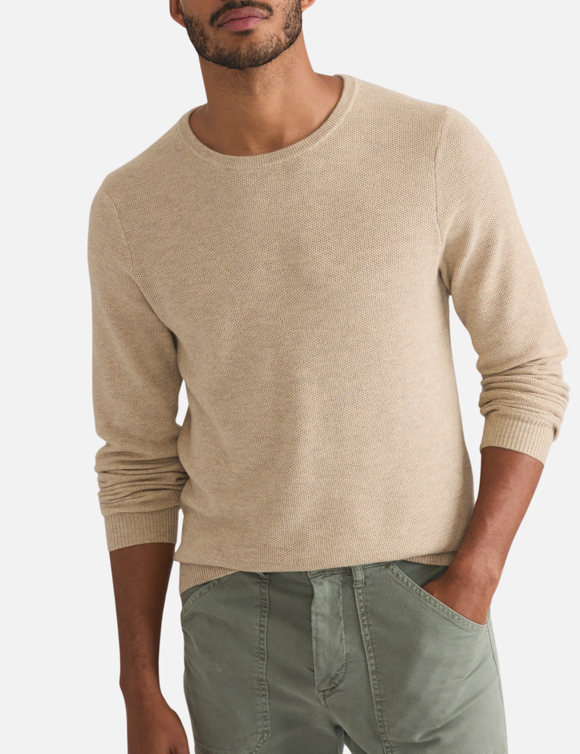 Marine Layer Merino Wool Blend Sweater Tee Driftwood Cream LS Long Sleeve Men’s Tops Athens GA Georgia Kempt Menswear Store Near Me