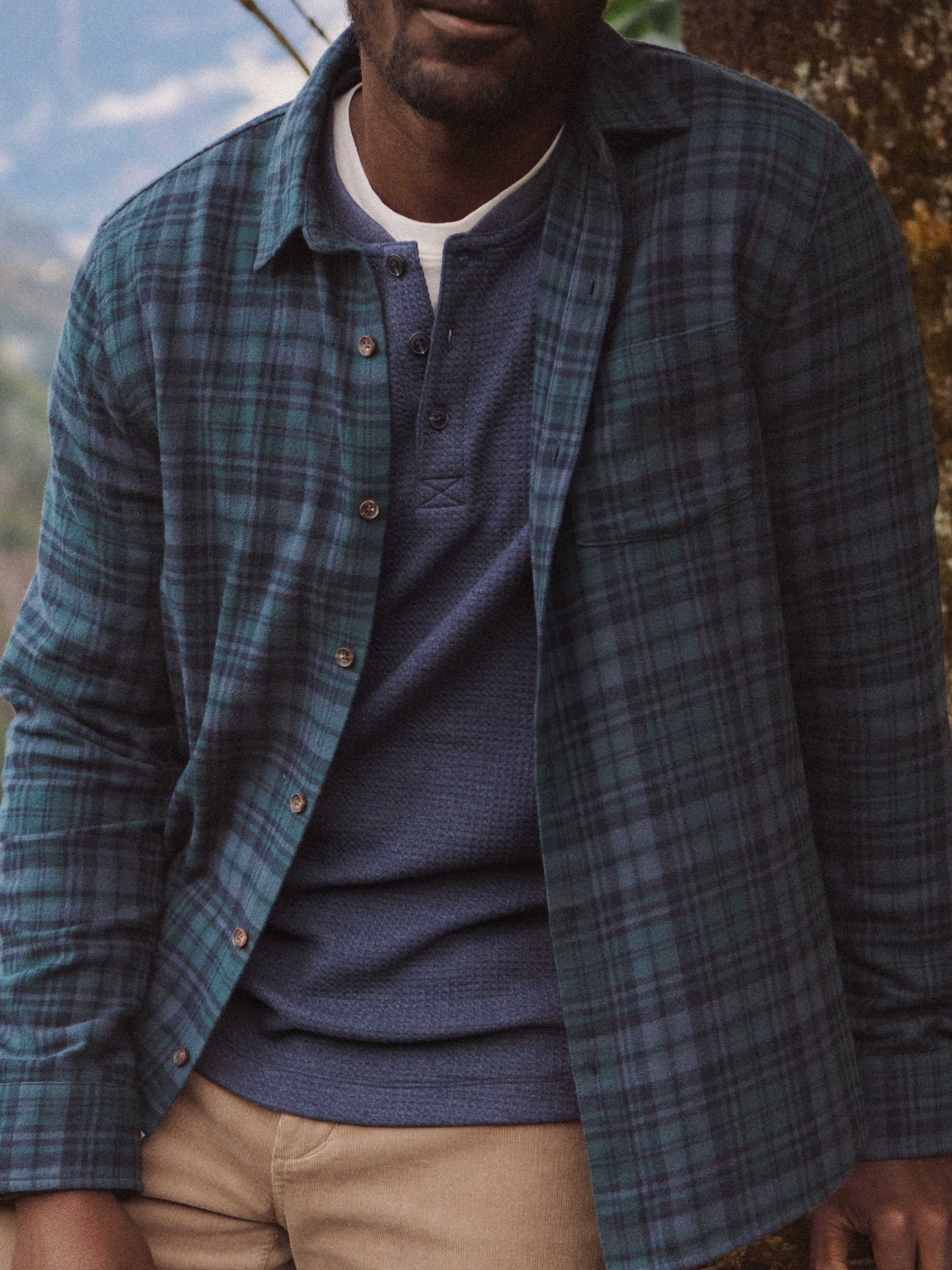 Marine Layer Tahoe Flannel Shirt Soft Long Sleeve Collared Button Up Pattern Fall Winter Men’s LS Tops for Men Green Navy Plaid Athens GA Georgia Kempt Menswear Store Near Me